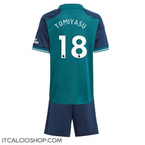 Arsenal Takehiro Tomiyasu #18 Terza Maglia Bambino 2023-24 Manica Corta (+ Pantaloni corti)